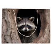 Racoon in der Baumhöhle Große Geschenktüte (Rückseite)