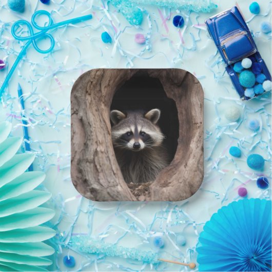 Racoon in der Baumhöhle Pappteller (Party)