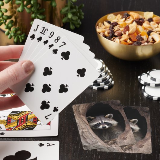 Racoon in der Baumhöhle Spielkarten (In Situ)