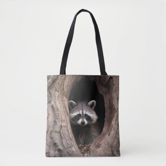 Racoon in der Baumhöhle Tasche (Vorderseite)