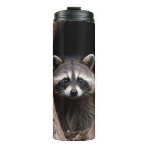 Racoon in der Baumhöhle Thermosbecher
