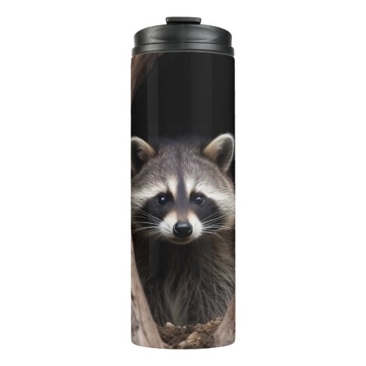 Racoon in der Baumhöhle Thermosbecher (Vorderseite)