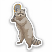 Racoon in Tennis mit Tennisschläger Aufkleber (Vorderseite)