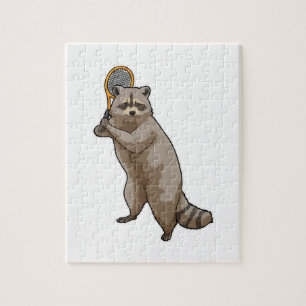 Racoon in Tennis mit Tennisschläger Puzzle