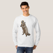 Racoon in Tennis mit Tennisschläger T-Shirt (Vorne ganz)