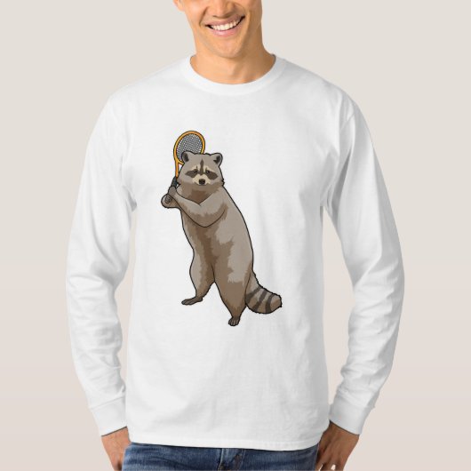 Racoon in Tennis mit Tennisschläger T-Shirt (Vorderseite)
