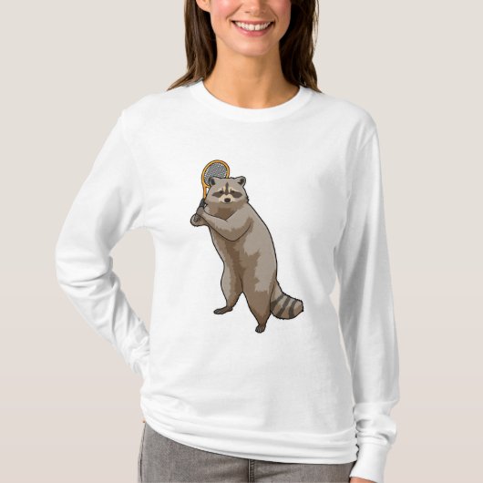 Racoon in Tennis mit Tennisschläger T-Shirt (Vorderseite)