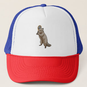 Racoon in Tennis mit Tennisschläger Truckerkappe