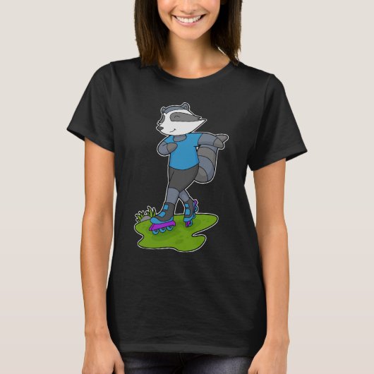 Racoon Inline Skaten Roller Skate T-Shirt (Vorderseite)