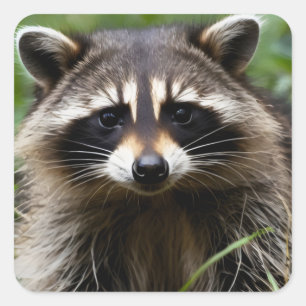 Racoon Looking Quadratischer Aufkleber
