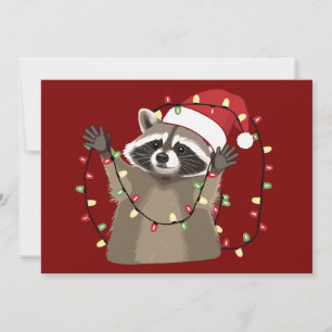 Racoon Lover Christmas Lights Tierische Weihnachts Feiertagskarte