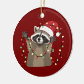 Racoon Lover Christmas Lights Tierische Weihnachts Keramik Ornament (Links)