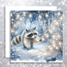 Racoon Magical Enchanted Weihnachtswald Feiertagskarte
