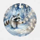 Racoon Magical Enchanted Weihnachtswald Ornament Aus Metall (Vorderseite)