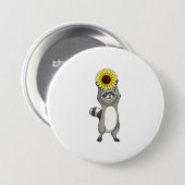 Racoon mit Sonnenblume Button (Vorne & Hinten)