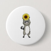 Racoon mit Sonnenblume Button (Vorderseite)