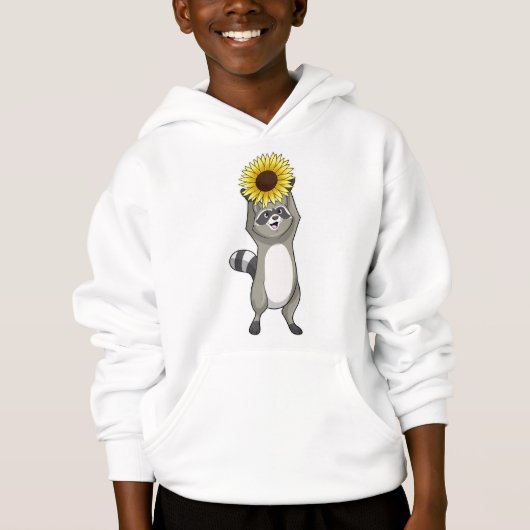 Racoon mit Sonnenblume Hoodie (Vorderseite)