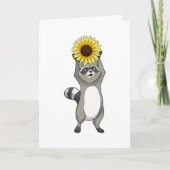 Racoon mit Sonnenblume Karte (Vorderseite)
