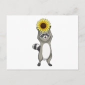 Racoon mit Sonnenblume Postkarte (Vorderseite)