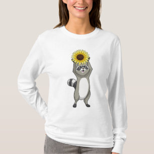 Racoon mit Sonnenblume T-Shirt