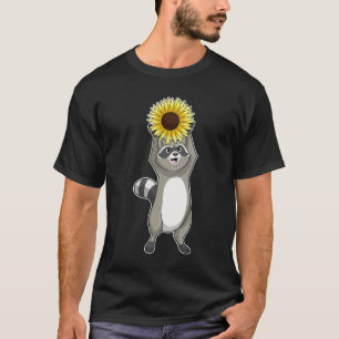 Racoon mit Sonnenblume T-Shirt