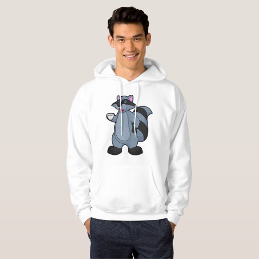 Racoon mit Tasse Kaffee Hoodie (Vorne ganz)