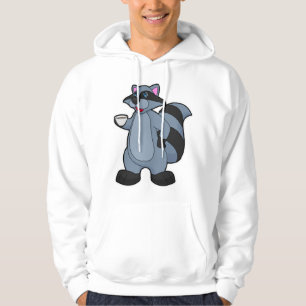 Racoon mit Tasse Kaffee Hoodie