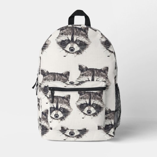 Racoon-Muster Bedruckter Rucksack (Vorderseite)