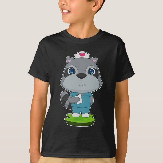 Racoon Nurse Notepad T-Shirt (Vorderseite)