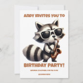 Racoon Playing Saxophon Einladung (Vorderseite)