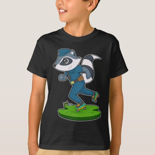 Racoon Polizist Roller Skate Police T-Shirt (Vorderseite)