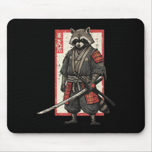 Racoon Samurai Katana Japanischer Krieger Männer B Mousepad