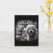 Racoon Santa Funny Cat Taking Selfie Christmas Xma Karte (Gelbe Blume)
