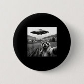 Racoon Selfie With Alien Ufo Funny Racoon Alien Bi Button (Vorderseite)