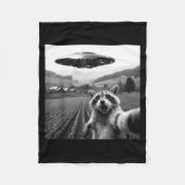 Racoon Selfie With Alien Ufo Funny Racoon Alien Bi Fleecedecke (Vorderseite)