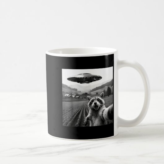 Racoon Selfie With Alien Ufo Funny Racoon Alien Bi Kaffeetasse (Rechts)