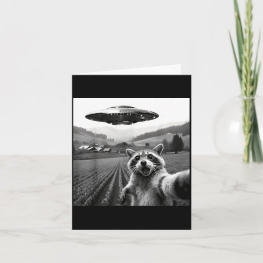 Racoon Selfie With Alien Ufo Funny Racoon Alien Bi Karte (Vorderseite)