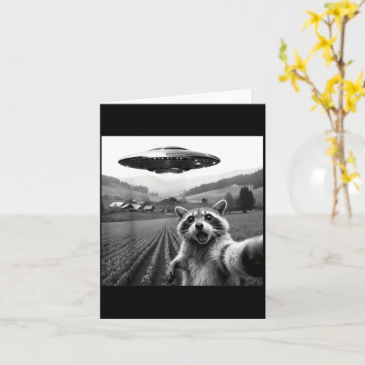 Racoon Selfie With Alien Ufo Funny Racoon Alien Bi Karte (Gelbe Blume)