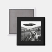 Racoon Selfie With Alien Ufo Funny Racoon Alien Bi Magnet (Vorderseite/Rückseite)