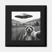 Racoon Selfie With Alien Ufo Funny Racoon Alien Bi Magnet (Vorne)