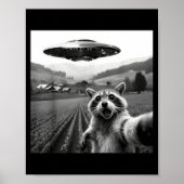 Racoon Selfie With Alien Ufo Funny Racoon Alien Bi Poster (Vorne)