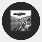 Racoon Selfie With Alien Ufo Funny Racoon Alien Bi Runder Aufkleber (Vorderseite)