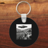 Racoon Selfie With Alien Ufo Funny Racoon Alien Bi Schlüsselanhänger (Vorderseite)