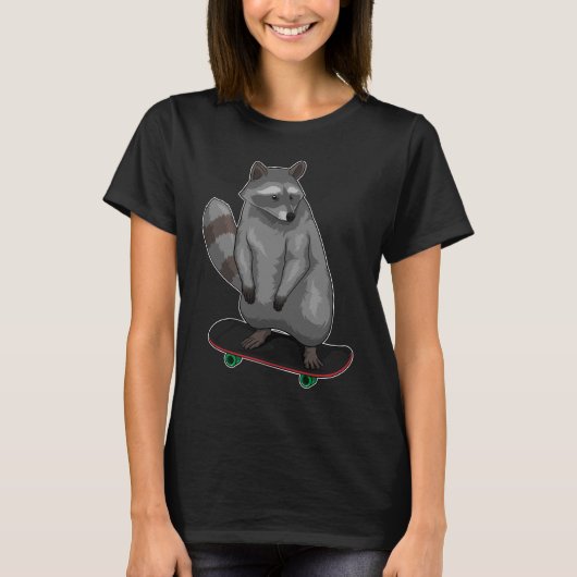 Racoon Skater Skateboard T-Shirt (Vorderseite)