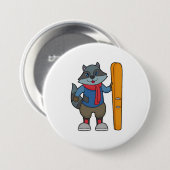 Racoon Skier Ski Button (Vorne & Hinten)