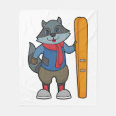 Racoon Skier Ski Fleecedecke (Vorderseite)