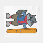 Racoon Skier Ski Fleecedecke (Vorderseite (Horizontal))