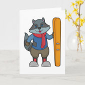 Racoon Skier Ski Karte (Gelbe Blume)