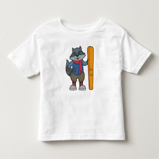 Racoon Skier Ski Kleinkind T-shirt (Vorderseite)