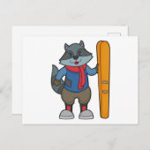 Racoon Skier Ski Postkarte (Vorne/Hinten)